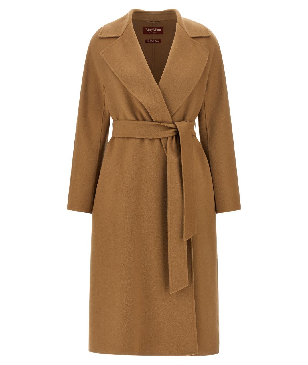 MAX MARA STUDIO Коричневое шерстяное пальто, фото 1
