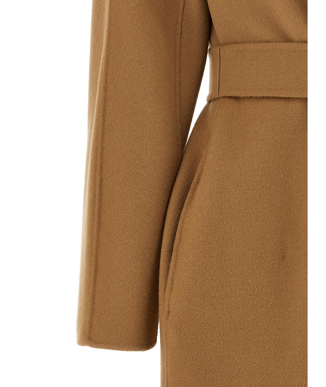 MAX MARA STUDIO Коричневое шерстяное пальто, фото 4
