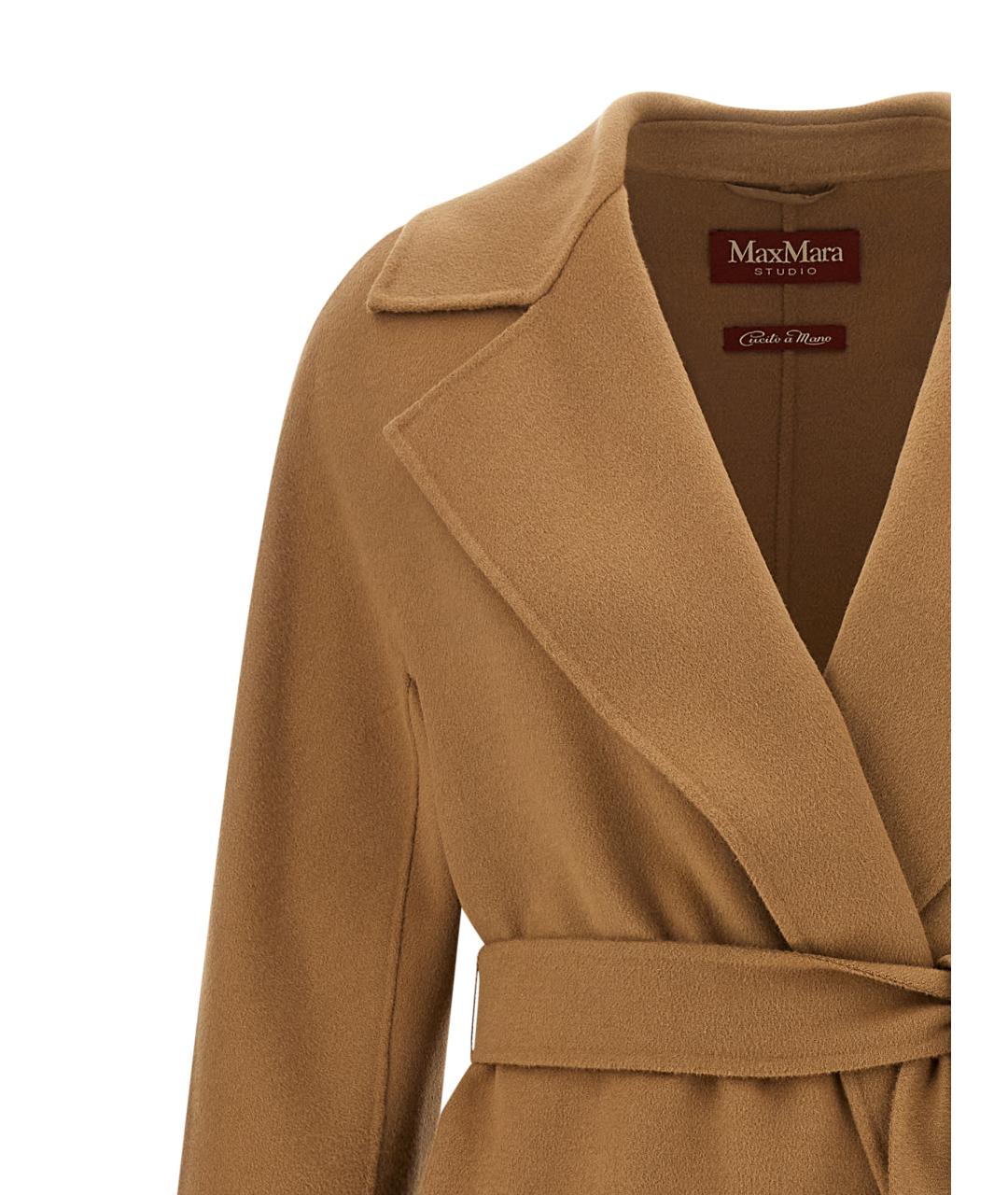 MAX MARA STUDIO Коричневое шерстяное пальто, фото 3