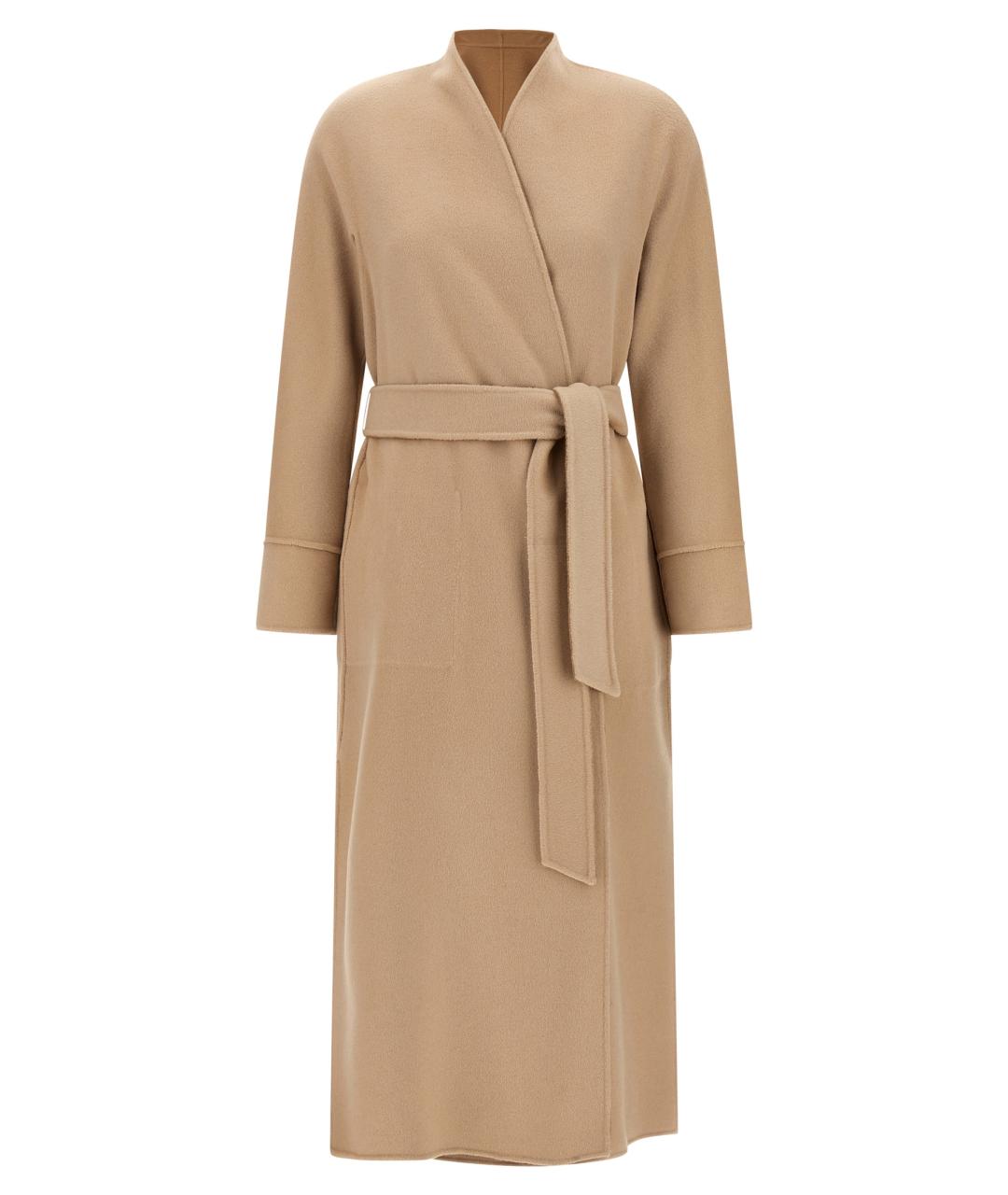 MAX MARA STUDIO Бежевое шерстяное пальто, фото 2