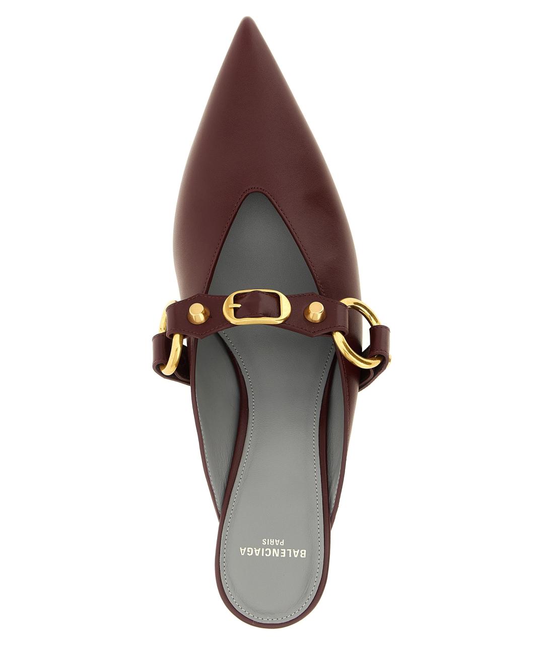 BALENCIAGA Бордовые кожаные мюли, фото 4
