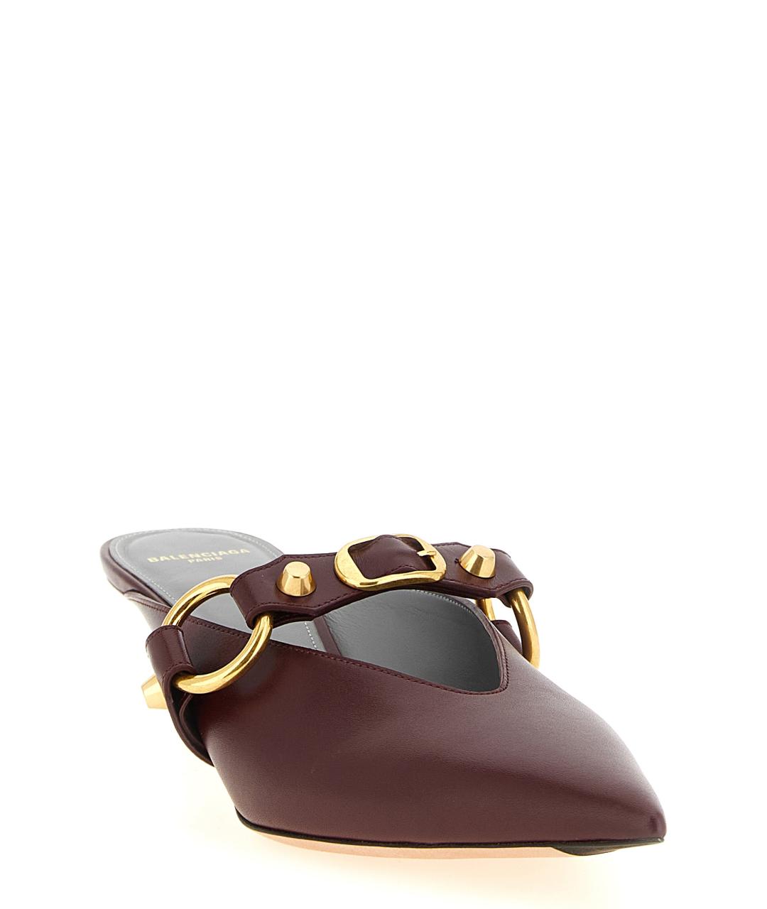 BALENCIAGA Бордовые кожаные мюли, фото 2