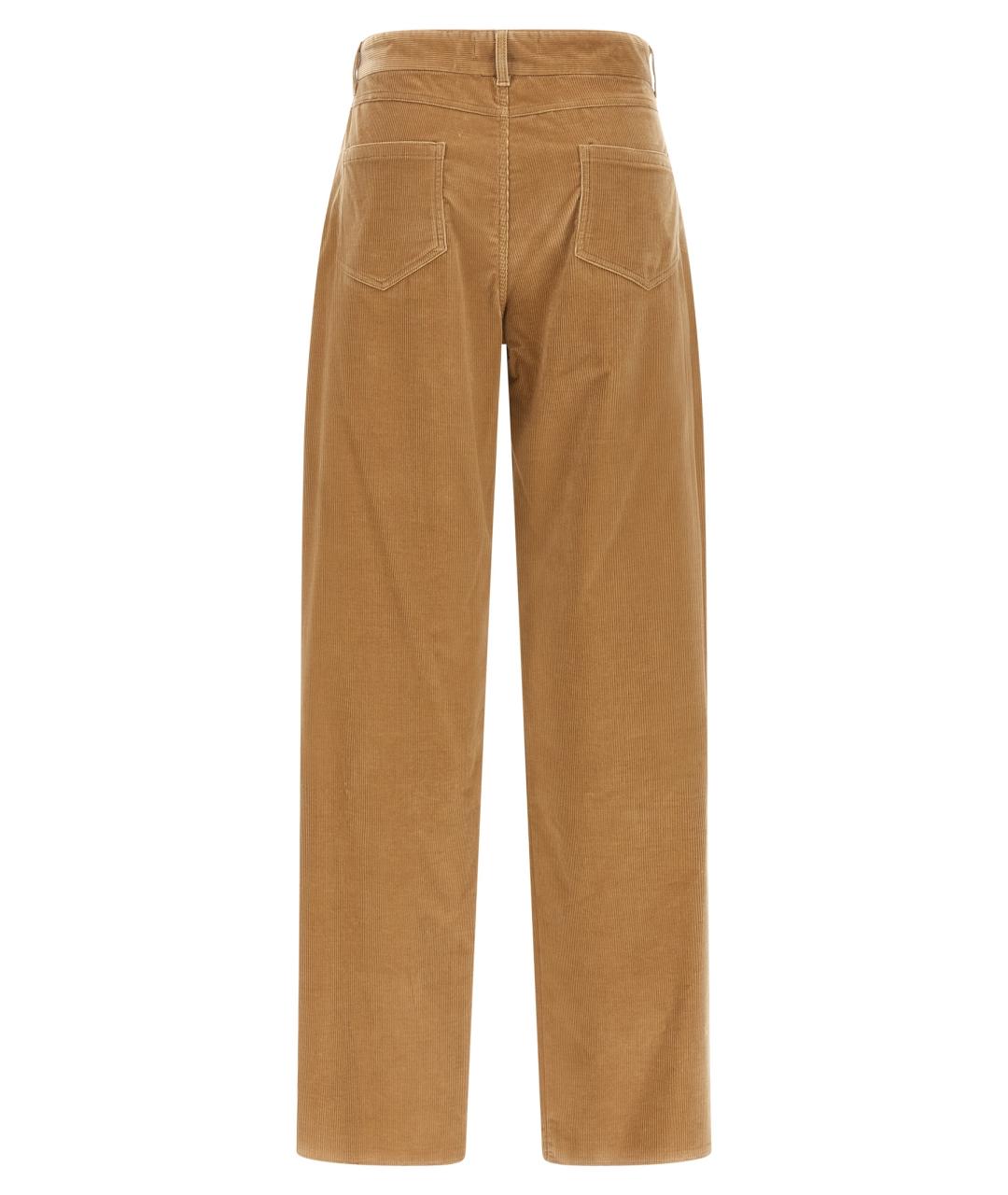 MAX MARA STUDIO Коричневые хлопковые прямые брюки, фото 2