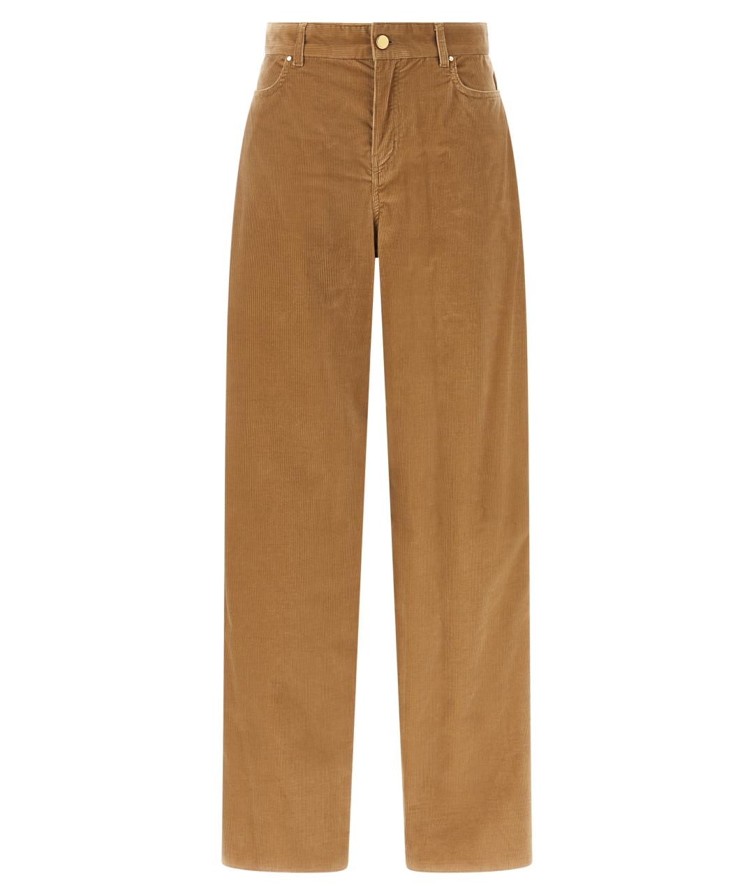 MAX MARA STUDIO Коричневые хлопковые прямые брюки, фото 1