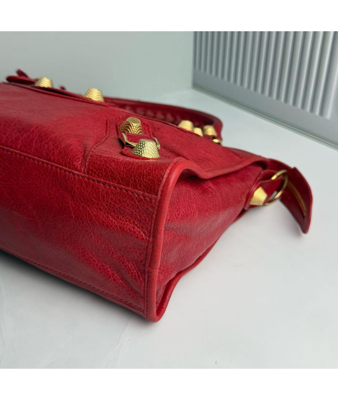BALENCIAGA Красная кожаная сумка с короткими ручками, фото 5