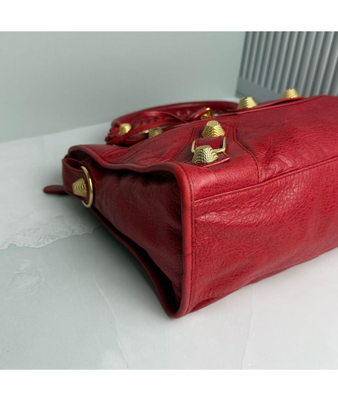 BALENCIAGA Красная кожаная сумка с короткими ручками, фото 4