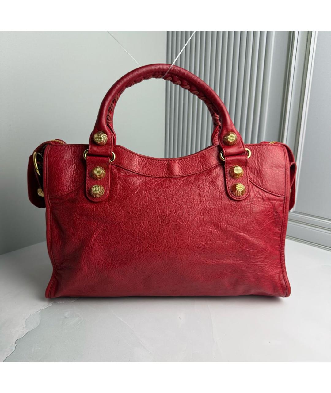 BALENCIAGA Красная кожаная сумка с короткими ручками, фото 2
