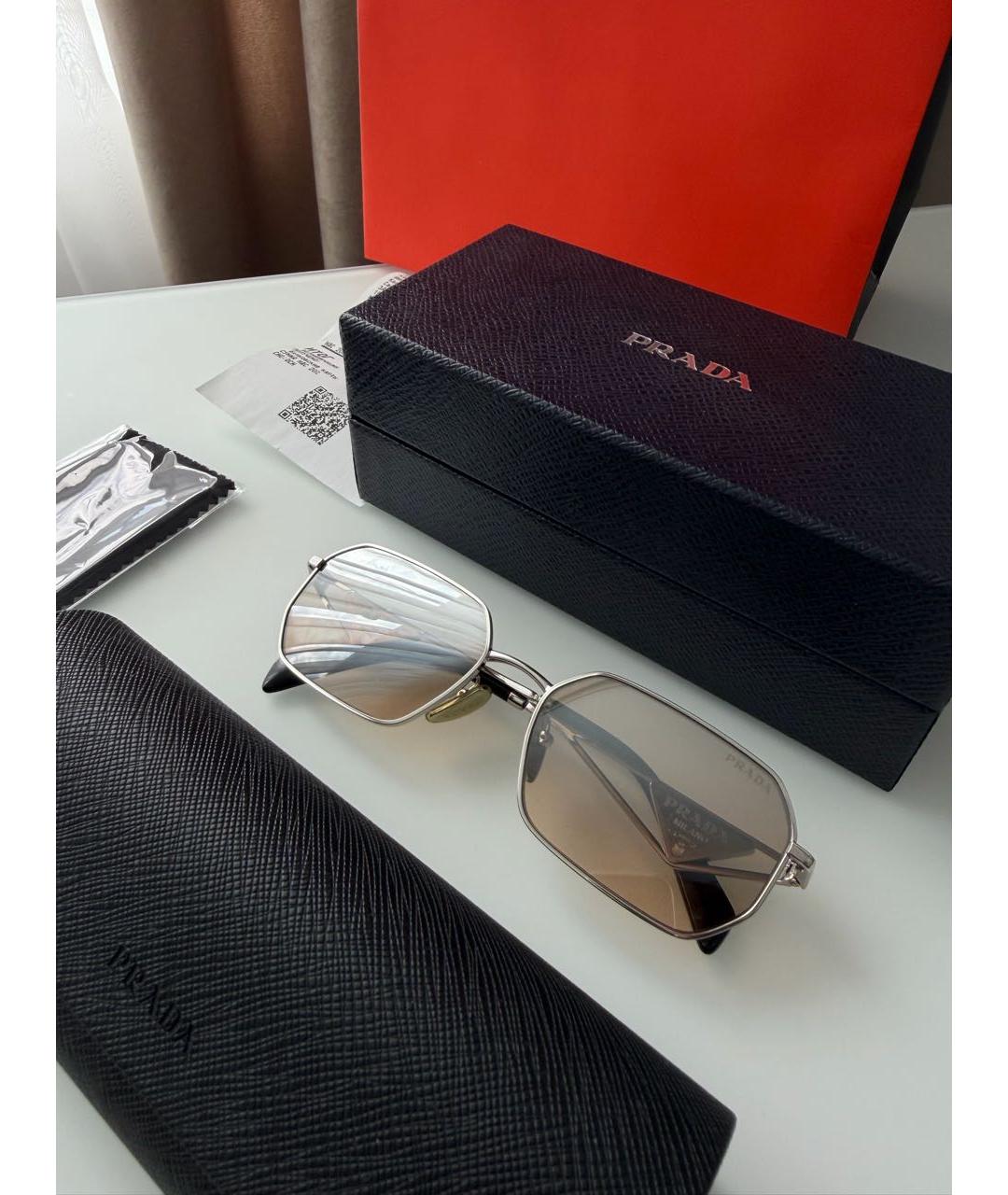 PRADA Бежевые металлические солнцезащитные очки, фото 4