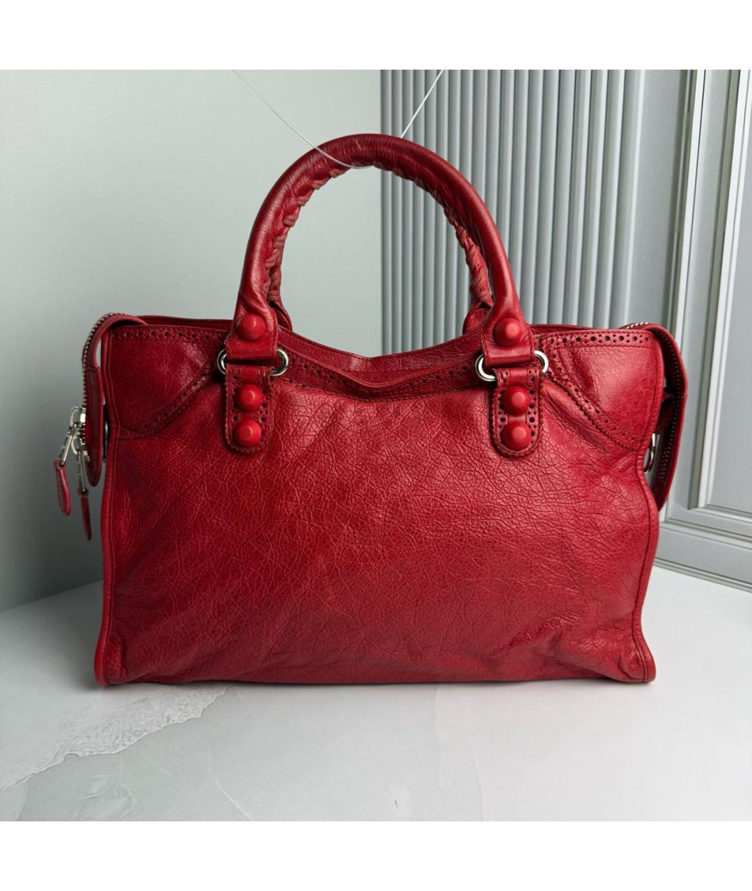 BALENCIAGA Красная кожаная сумка с короткими ручками, фото 2
