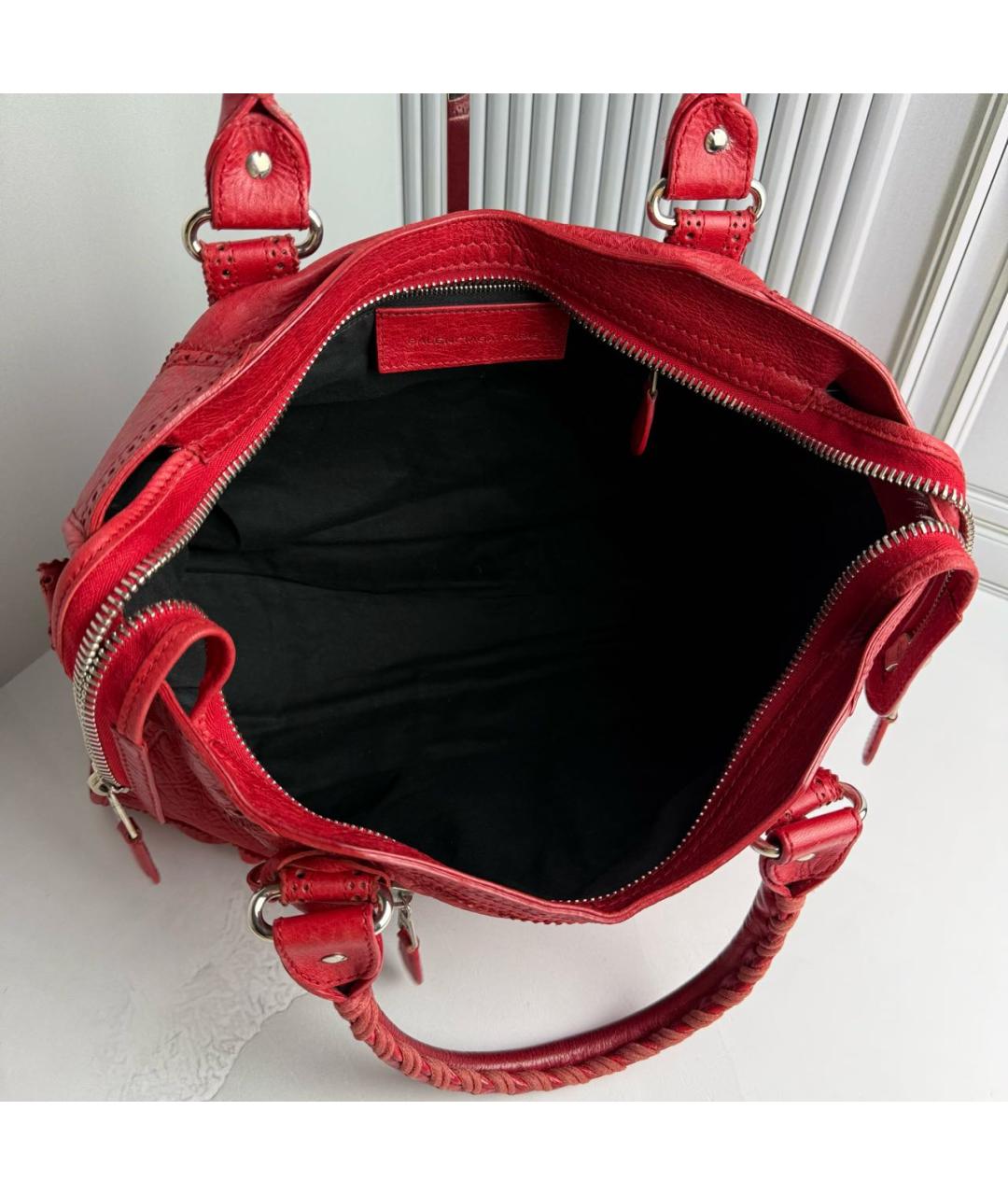 BALENCIAGA Красная кожаная сумка с короткими ручками, фото 8