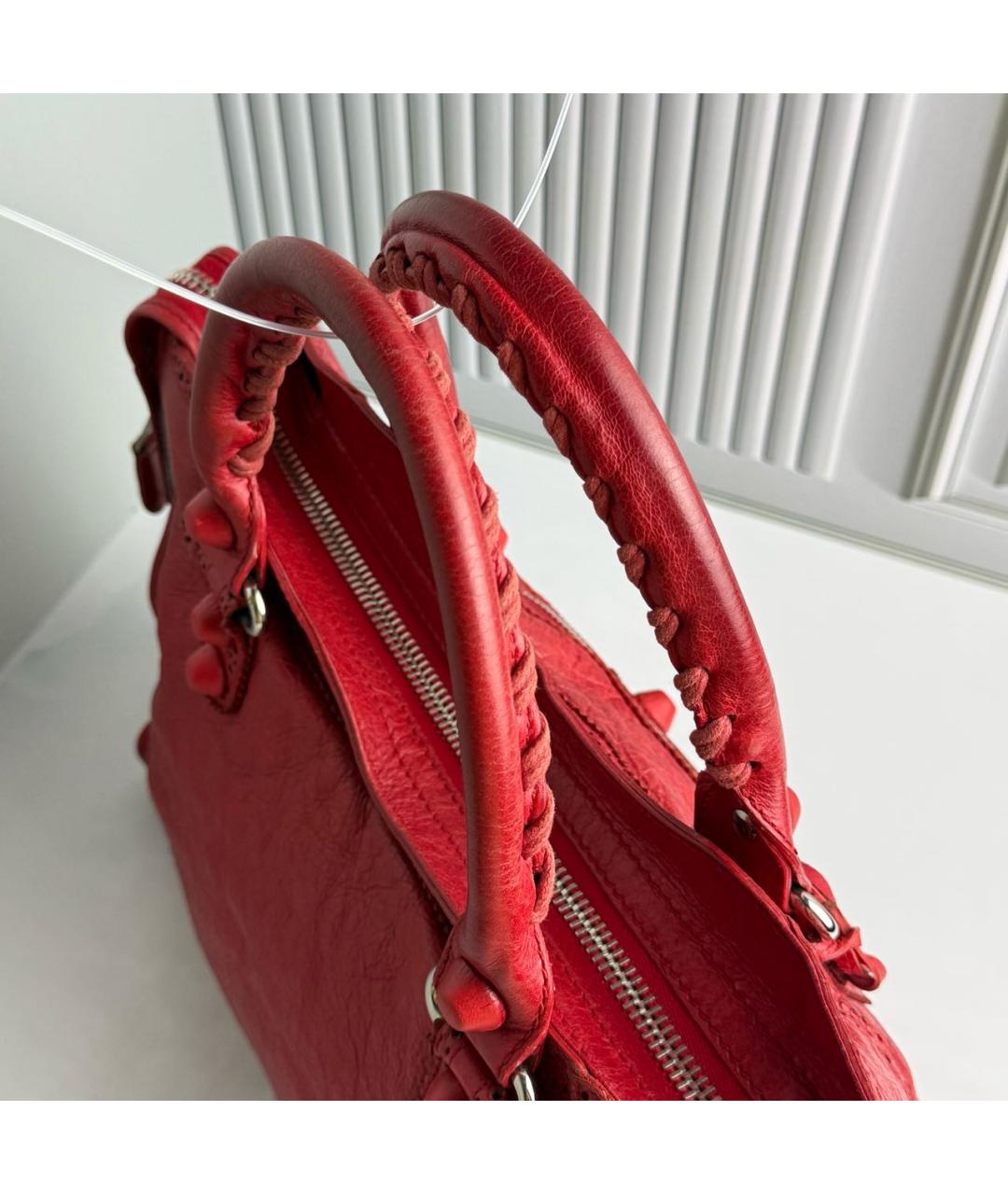 BALENCIAGA Красная кожаная сумка с короткими ручками, фото 7