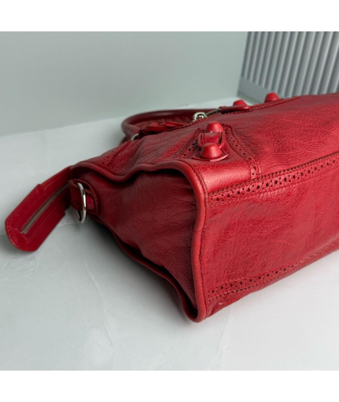 BALENCIAGA Красная кожаная сумка с короткими ручками, фото 4