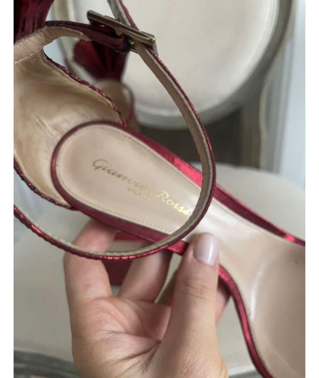 GIANVITO ROSSI Красные кожаные босоножки, фото 6