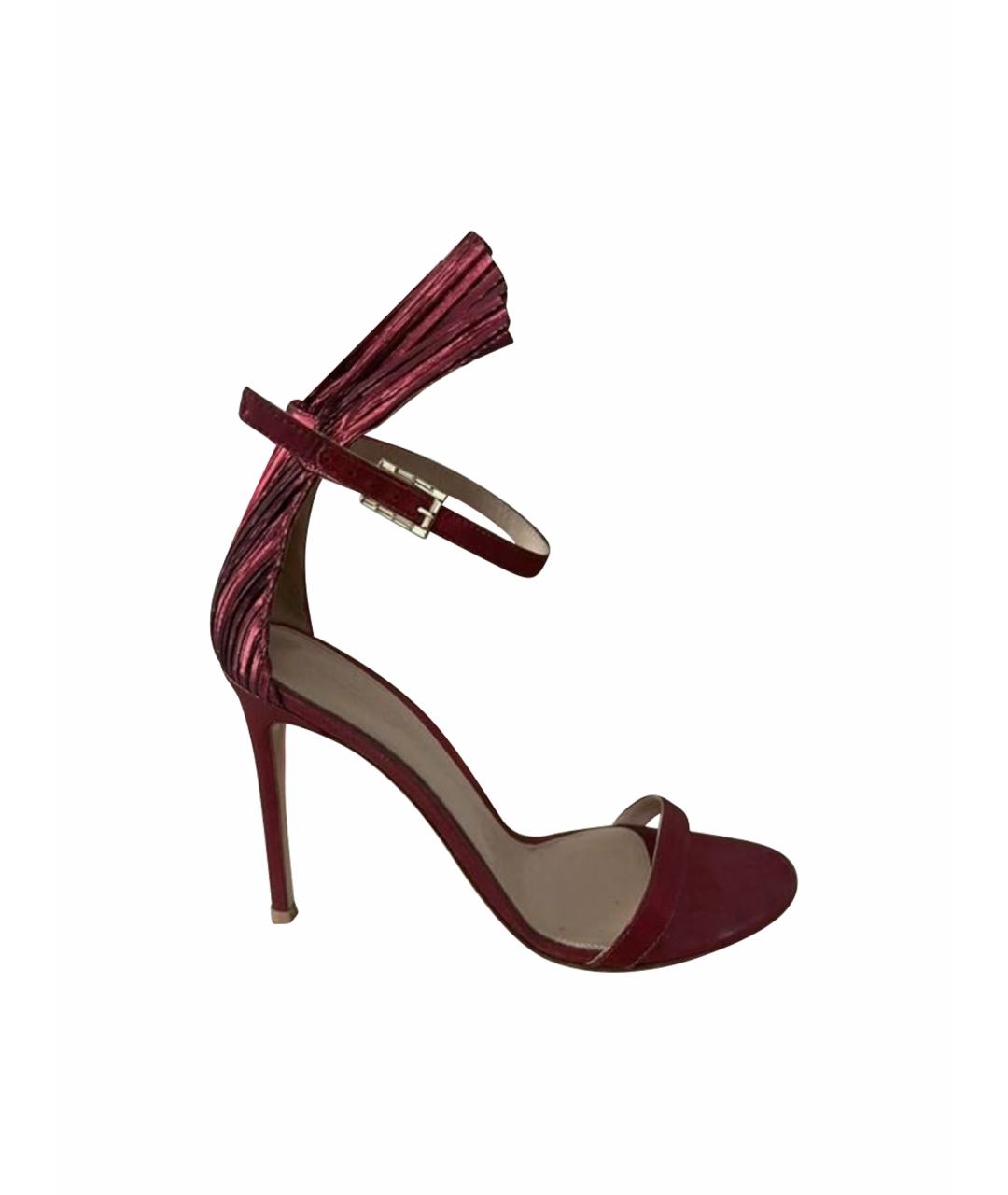 GIANVITO ROSSI Красные кожаные босоножки, фото 8