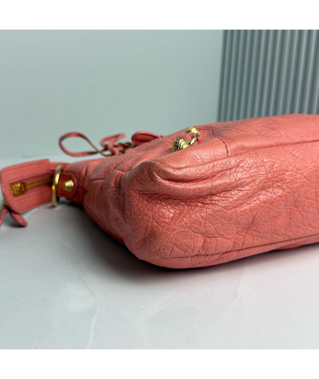 BALENCIAGA Коралловая кожаная сумка с короткими ручками, фото 4