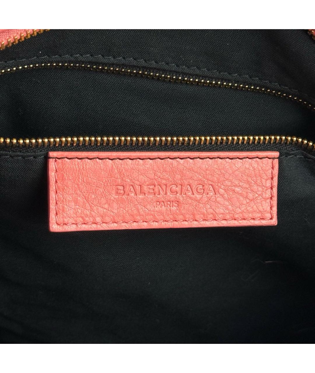 BALENCIAGA Коралловая кожаная сумка с короткими ручками, фото 7