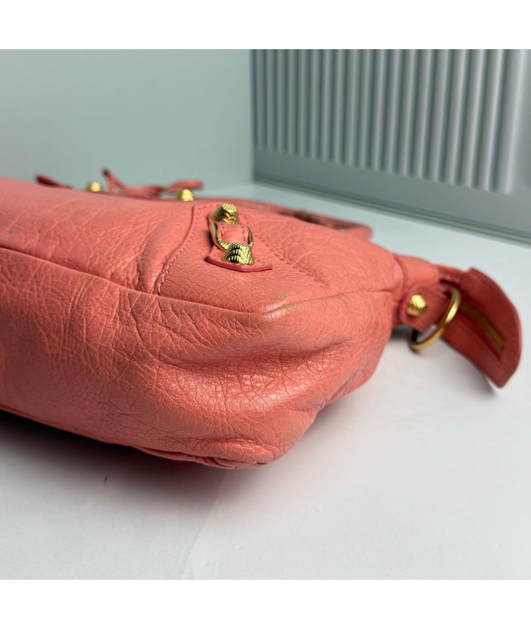 BALENCIAGA Коралловая кожаная сумка с короткими ручками, фото 5