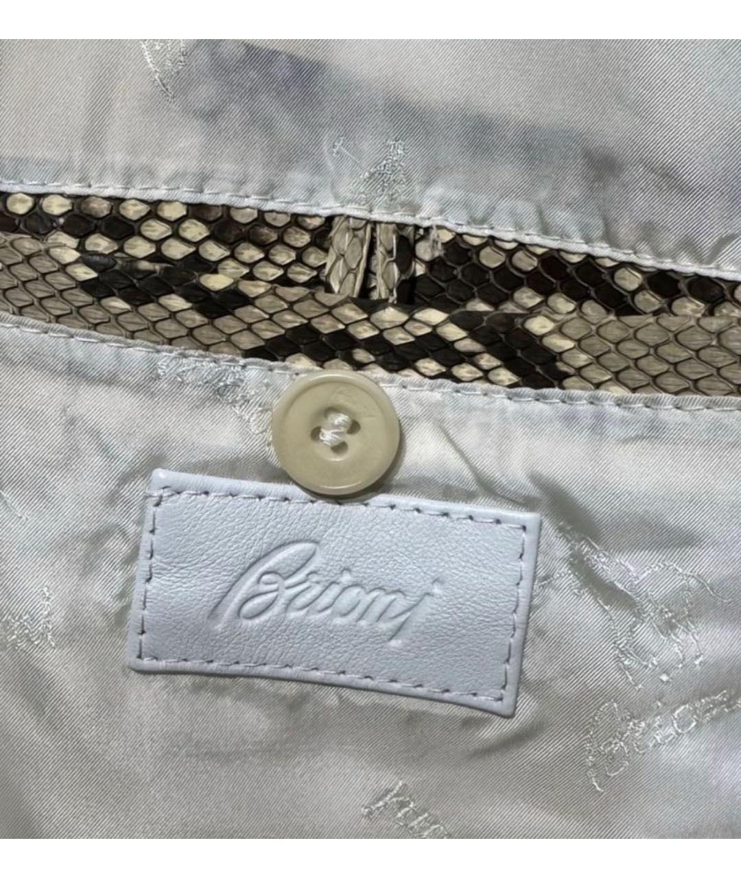 BRIONI Бежевый пиджак из кожи питона, фото 4