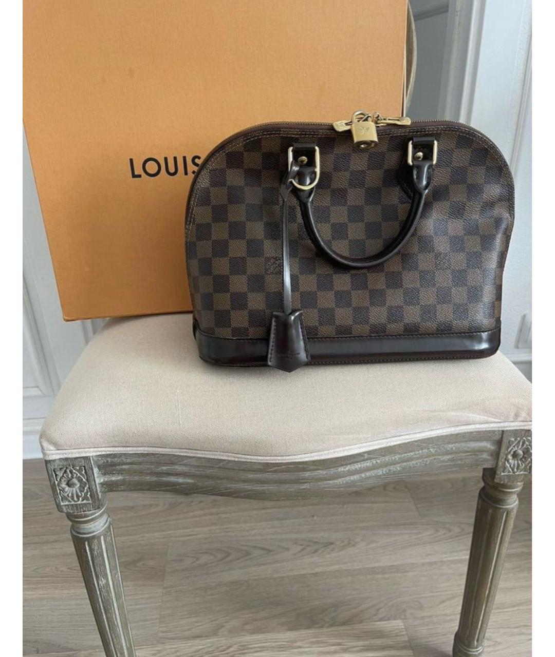 LOUIS VUITTON Коричневая сумка с короткими ручками из канвы, фото 7