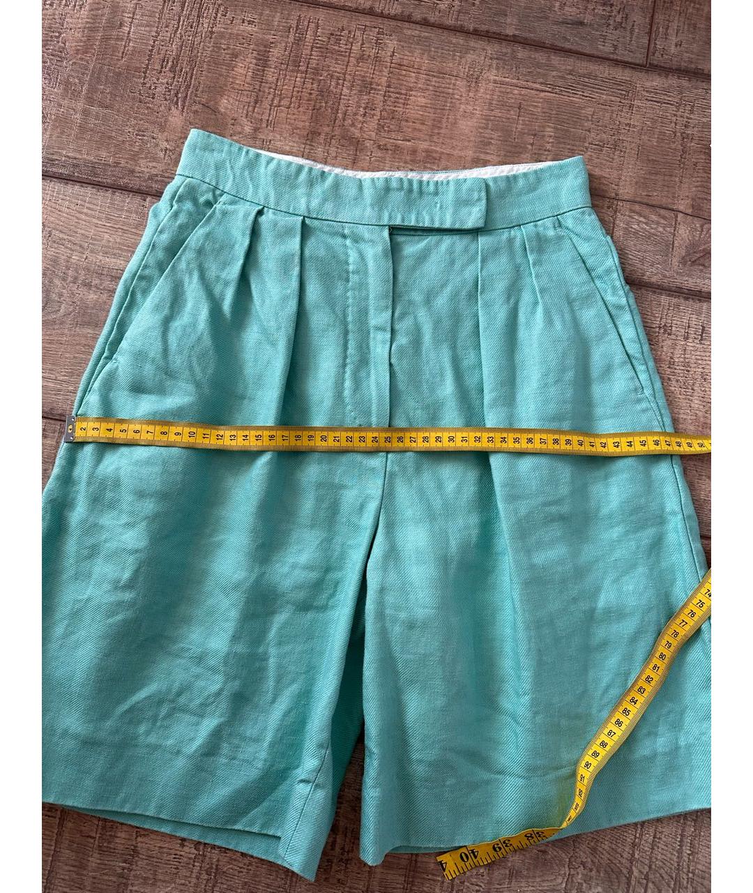 WEEKEND MAX MARA Бирюзовые льняные шорты, фото 6