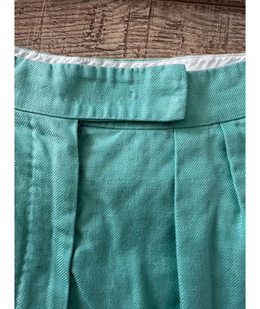 WEEKEND MAX MARA Бирюзовые льняные шорты, фото 4