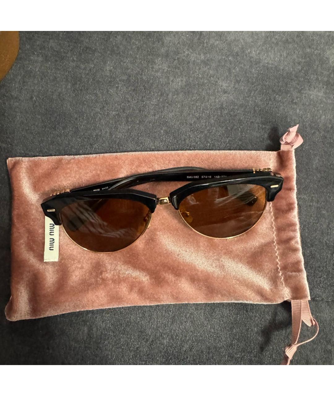 MIU MIU Коричневые металлические солнцезащитные очки, фото 2