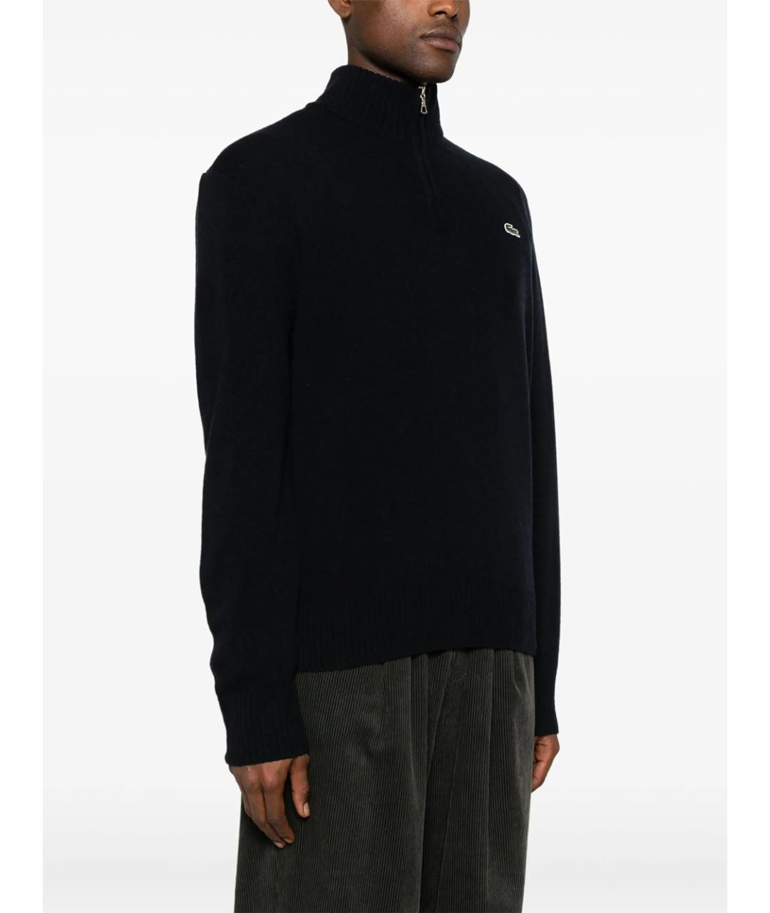 LACOSTE Темно-синий шерстяной джемпер / свитер, фото 2