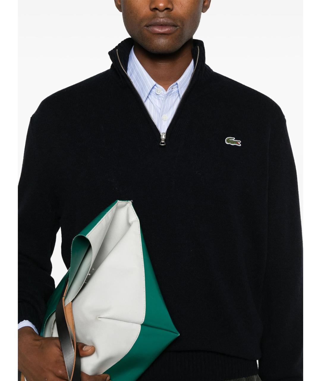LACOSTE Темно-синий шерстяной джемпер / свитер, фото 5