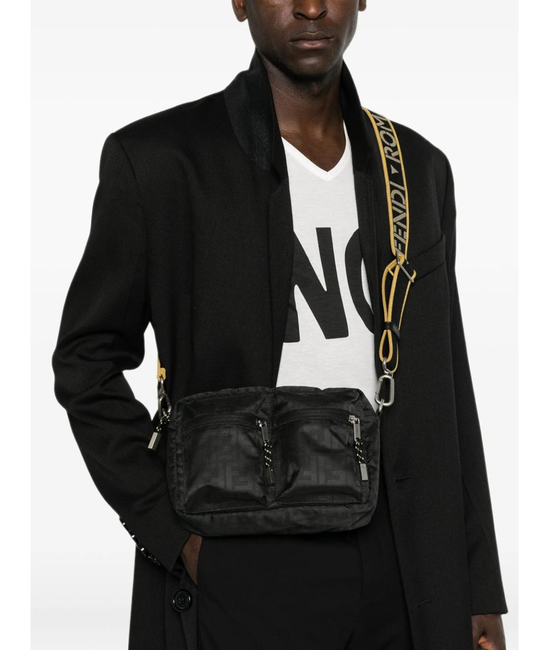 FENDI Черная синтетическая сумка на плечо, фото 3