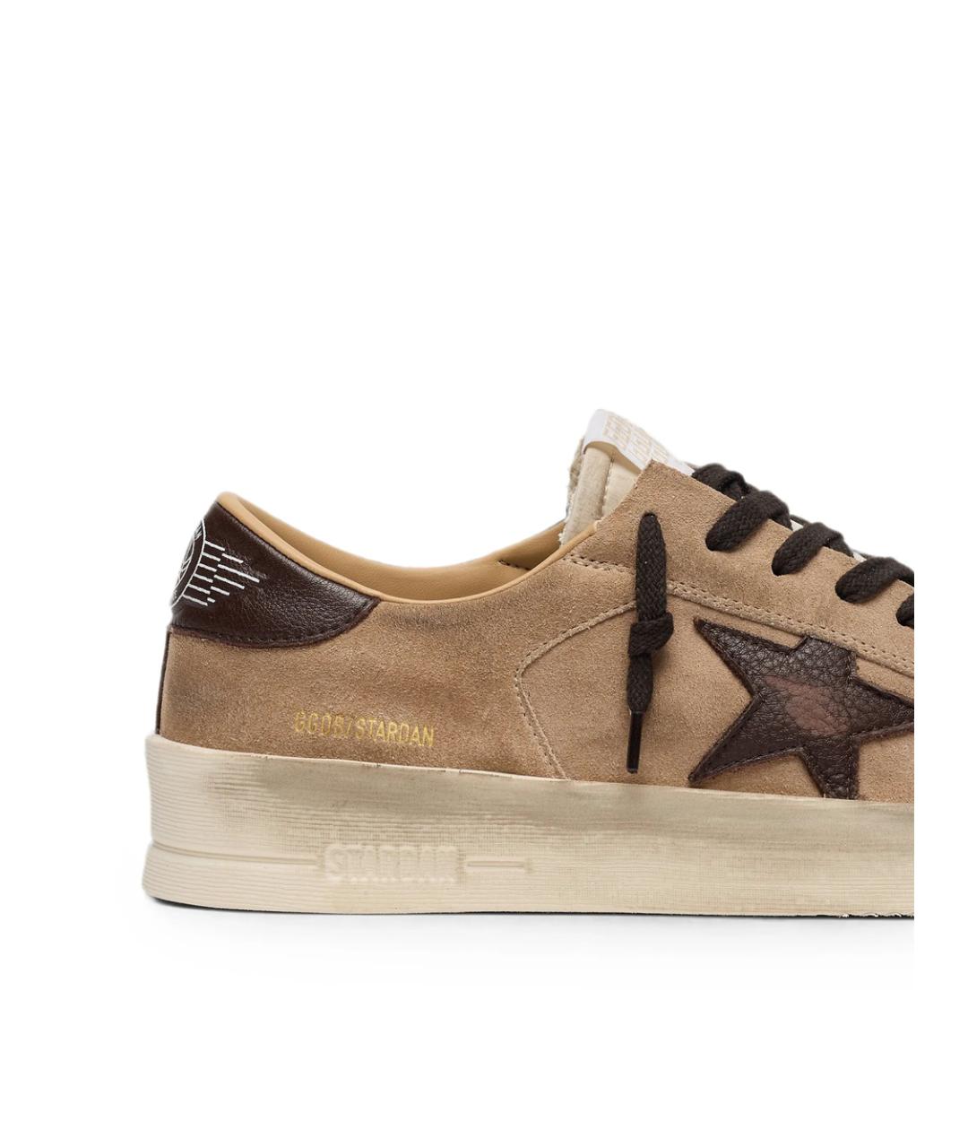 GOLDEN GOOSE Бежевые замшевые низкие кроссовки / кеды, фото 2