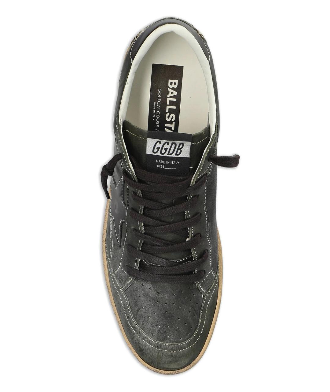 GOLDEN GOOSE Зеленые кожаные низкие кроссовки / кеды, фото 6