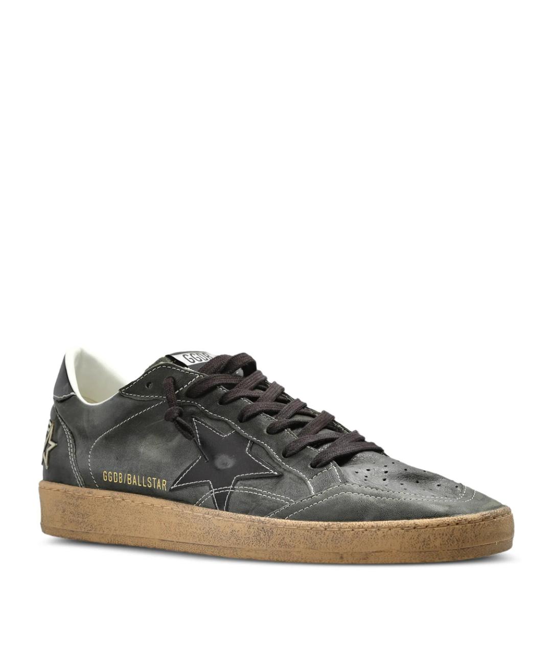 GOLDEN GOOSE Зеленые кожаные низкие кроссовки / кеды, фото 2