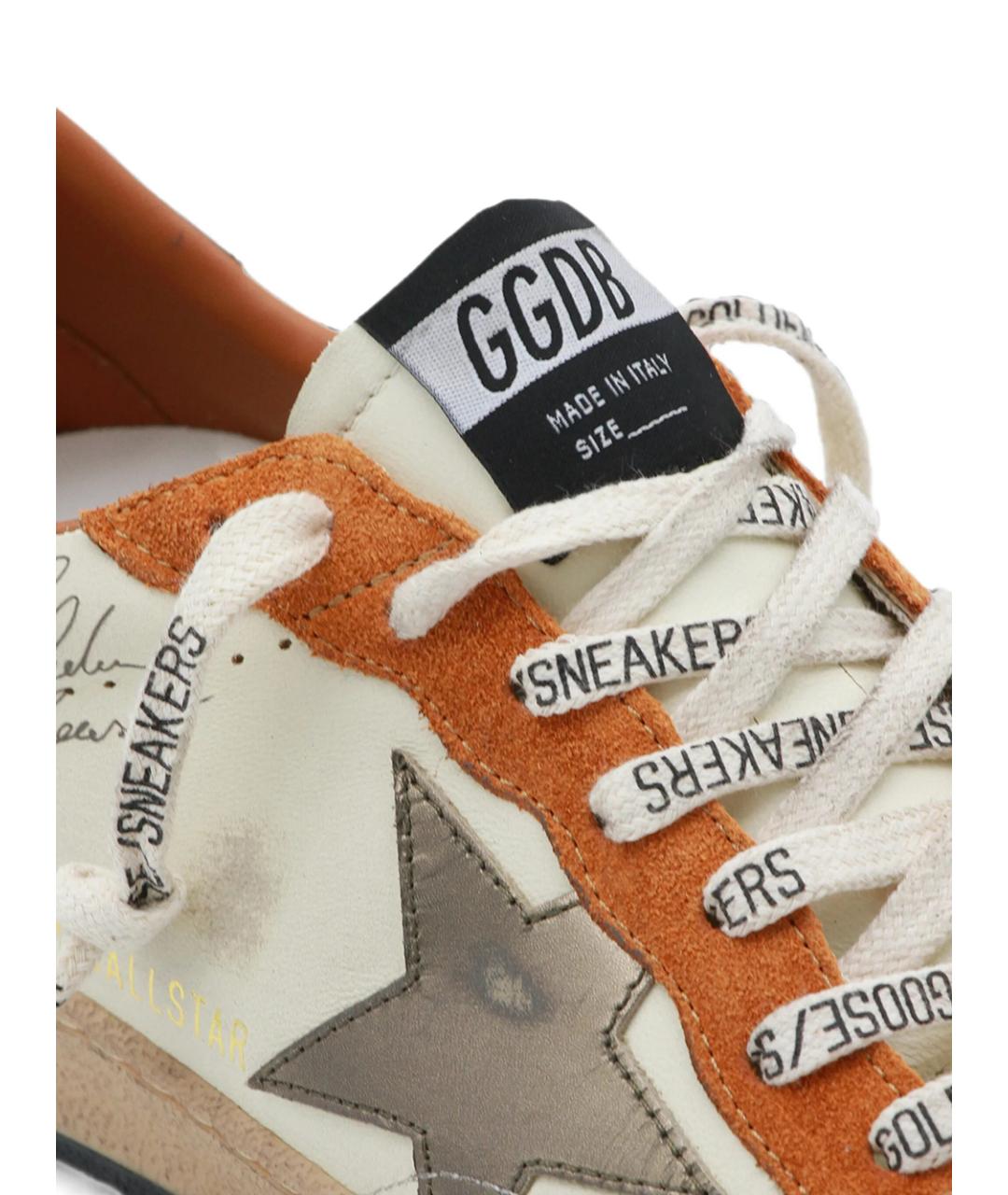 GOLDEN GOOSE Бежевые кожаные низкие кроссовки / кеды, фото 3