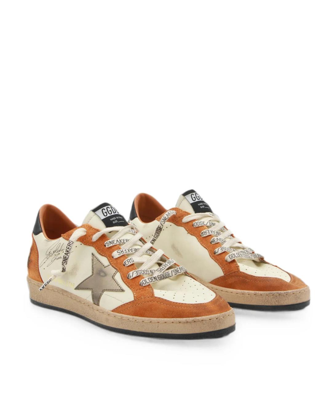 GOLDEN GOOSE Бежевые кожаные низкие кроссовки / кеды, фото 4