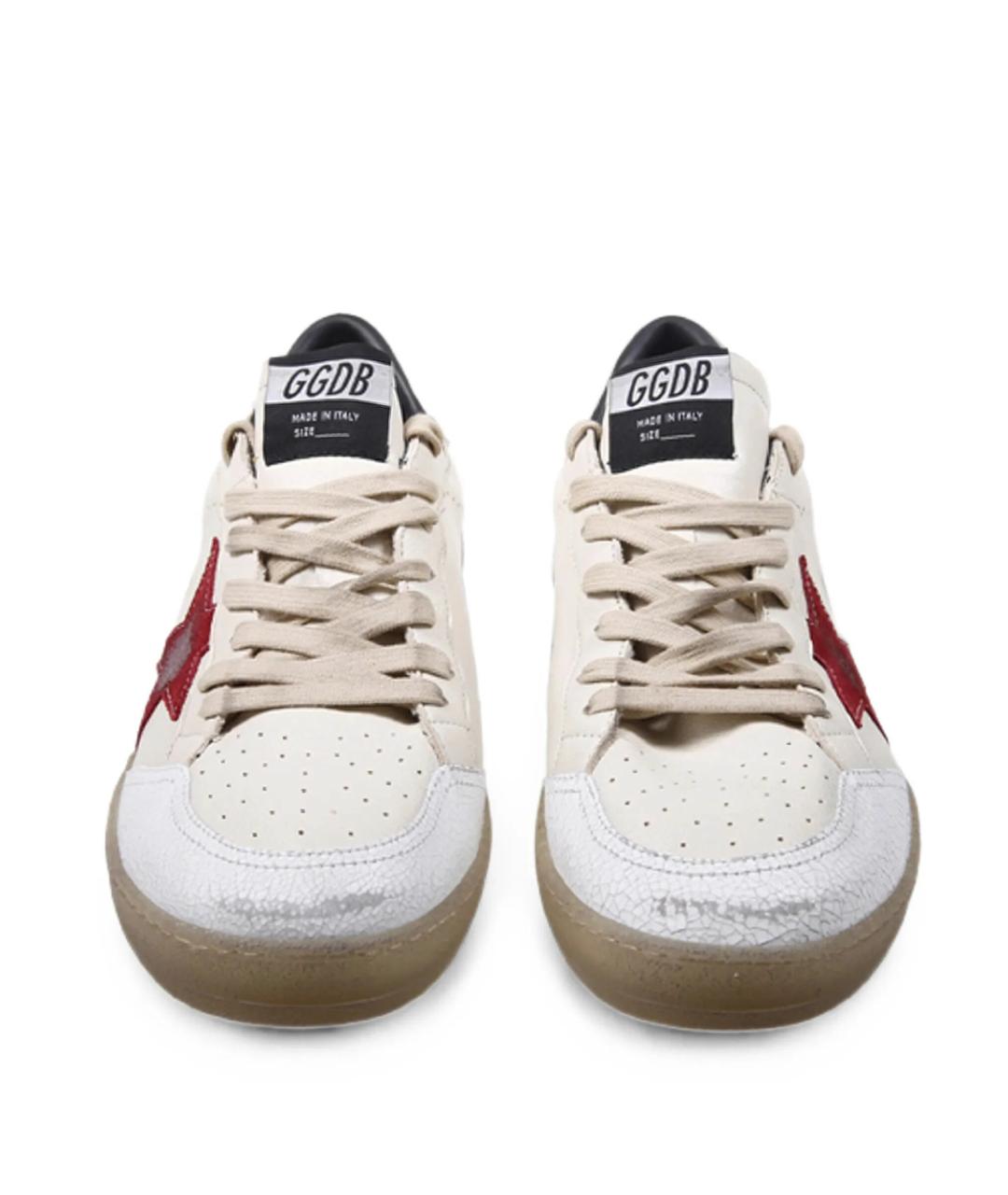GOLDEN GOOSE Белые кожаные низкие кроссовки / кеды, фото 2