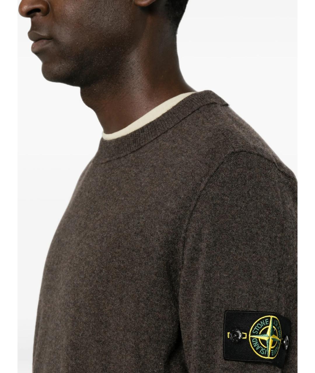 STONE ISLAND Коричневый шерстяной джемпер / свитер, фото 2