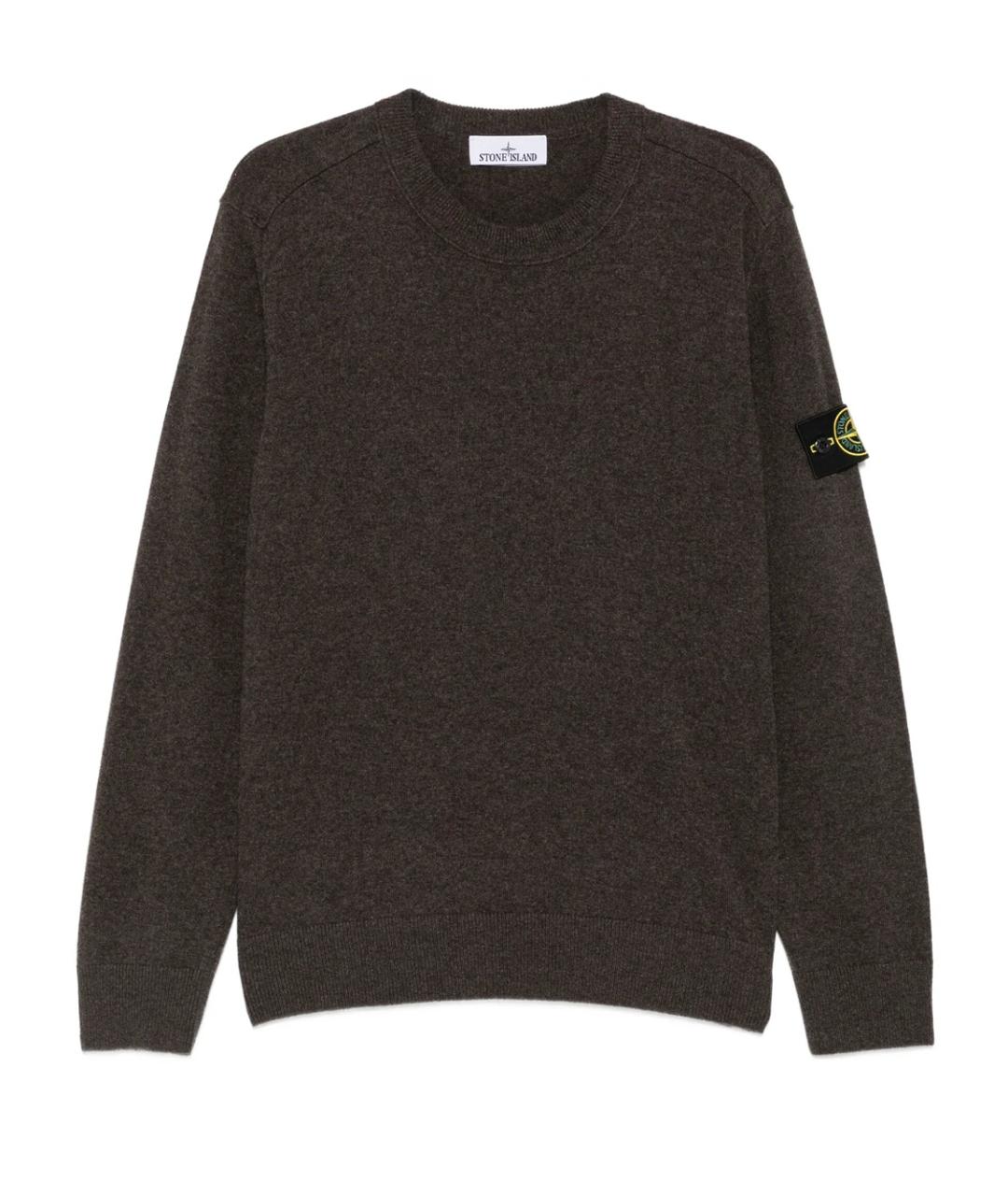 STONE ISLAND Коричневый шерстяной джемпер / свитер, фото 1