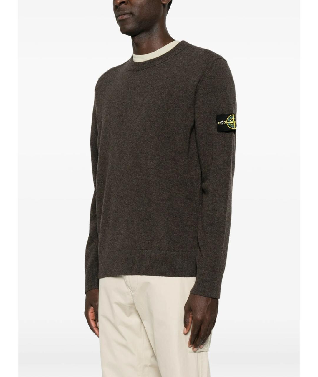 STONE ISLAND Коричневый шерстяной джемпер / свитер, фото 4