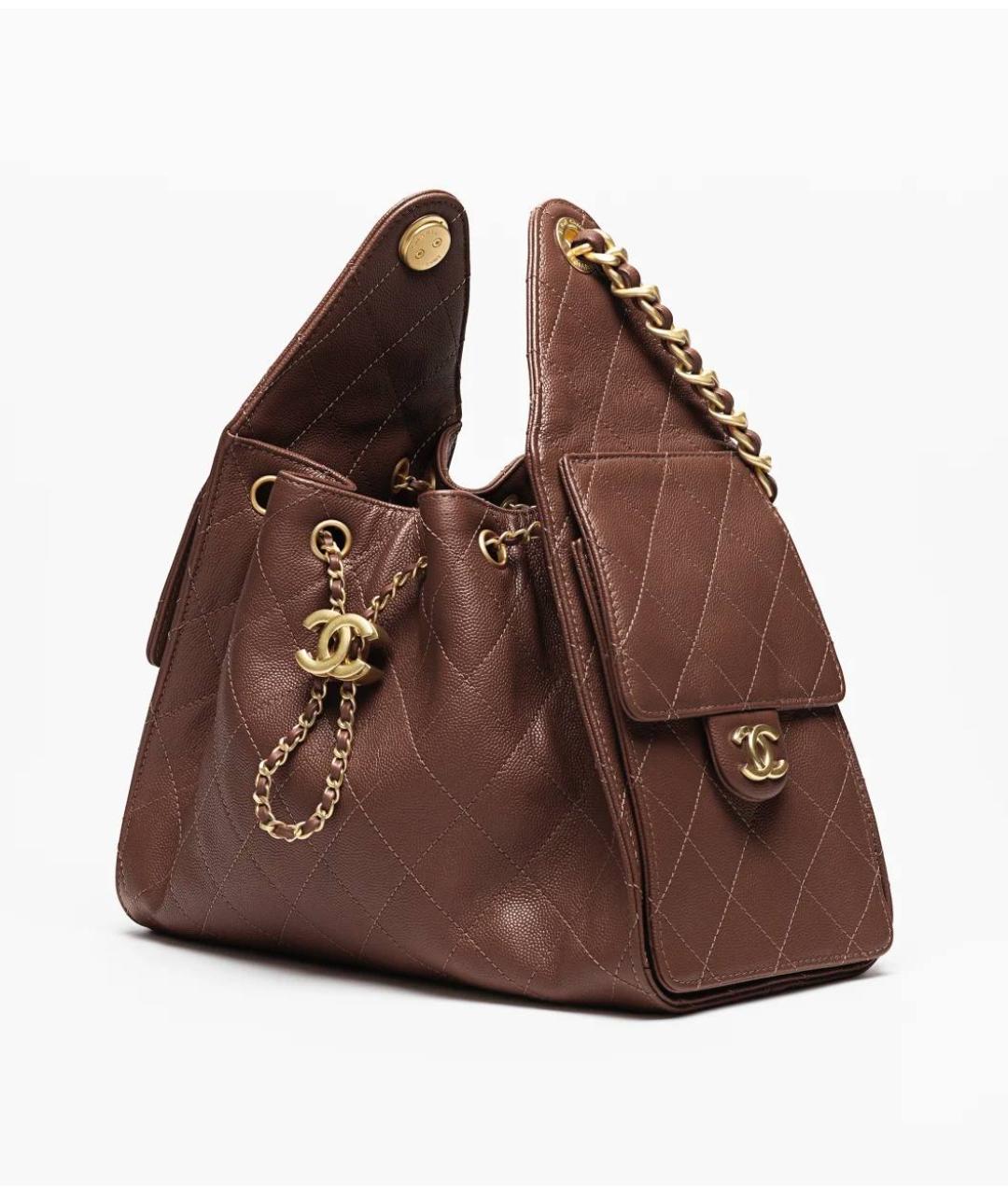 CHANEL Коричневая кожаная сумка тоут, фото 2