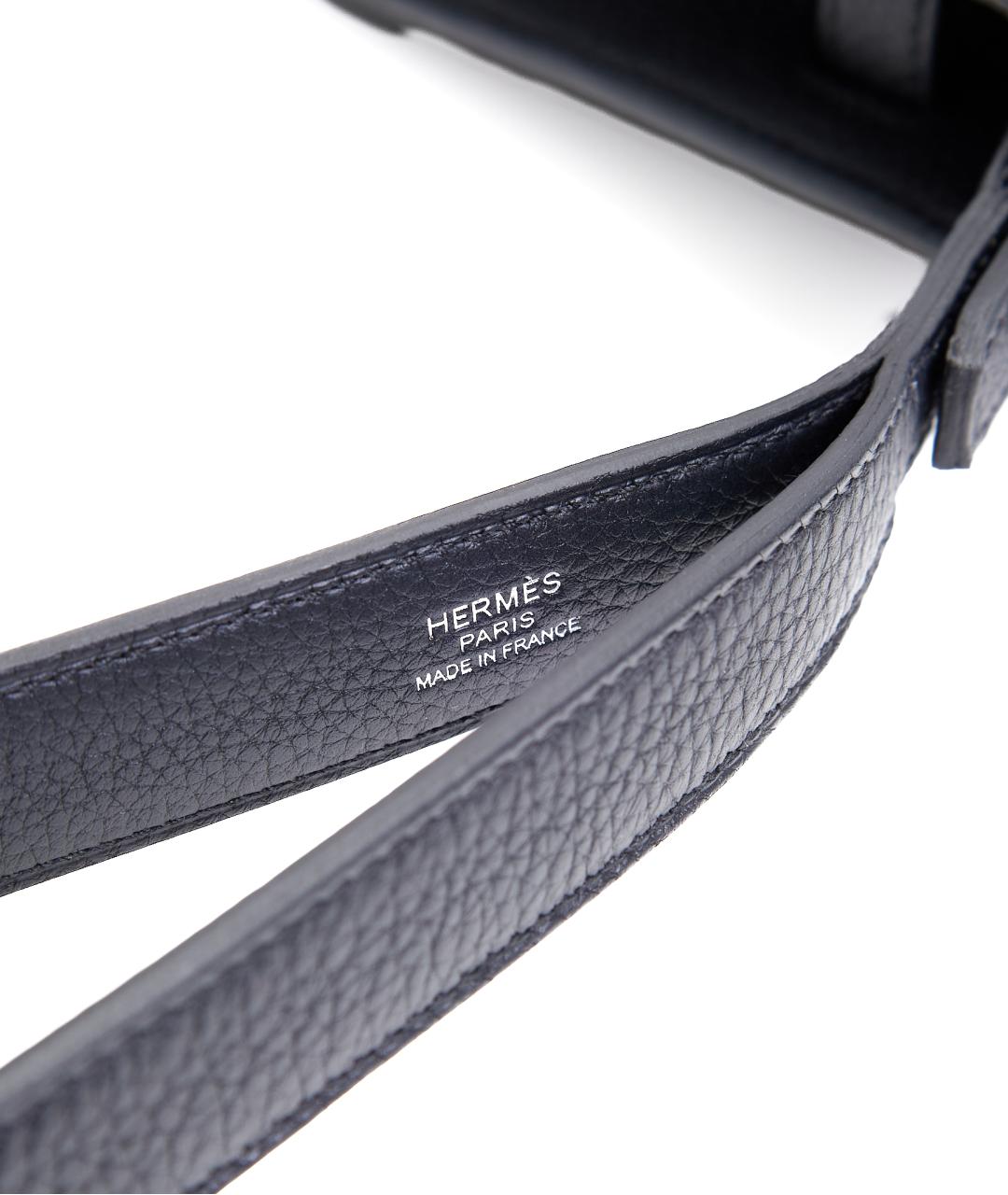 HERMES Черная кожаная барсетка, фото 5
