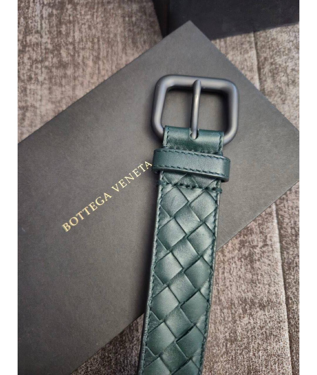 BOTTEGA VENETA Зеленый кожаный ремень, фото 3