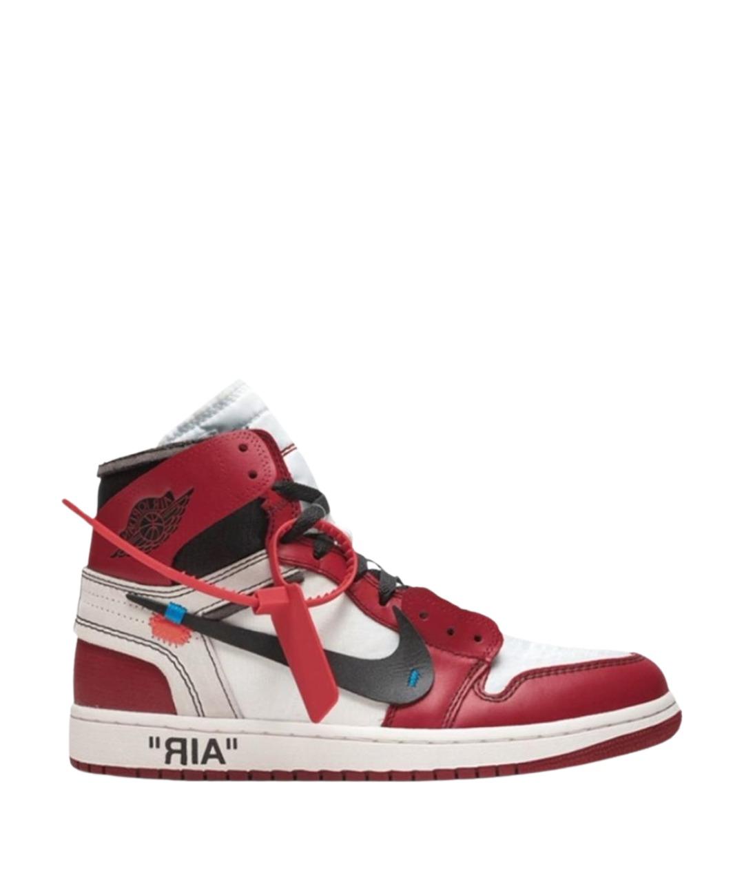 NIKE X OFF-WHITE Красные кожаные высокие кроссовки / кеды, фото 1