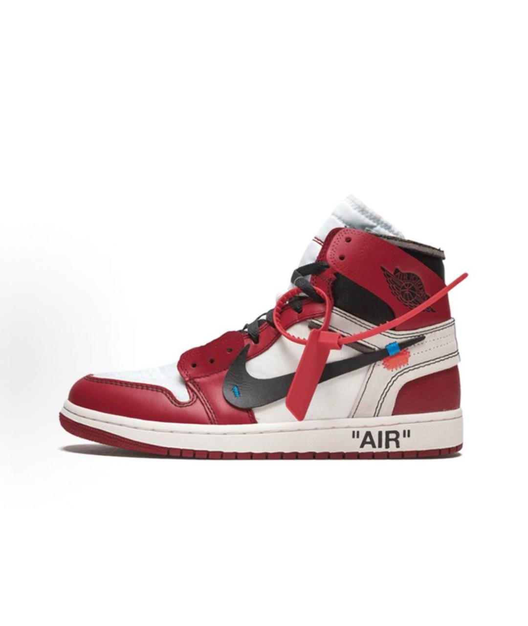 NIKE X OFF-WHITE Красные кожаные высокие кроссовки / кеды, фото 3
