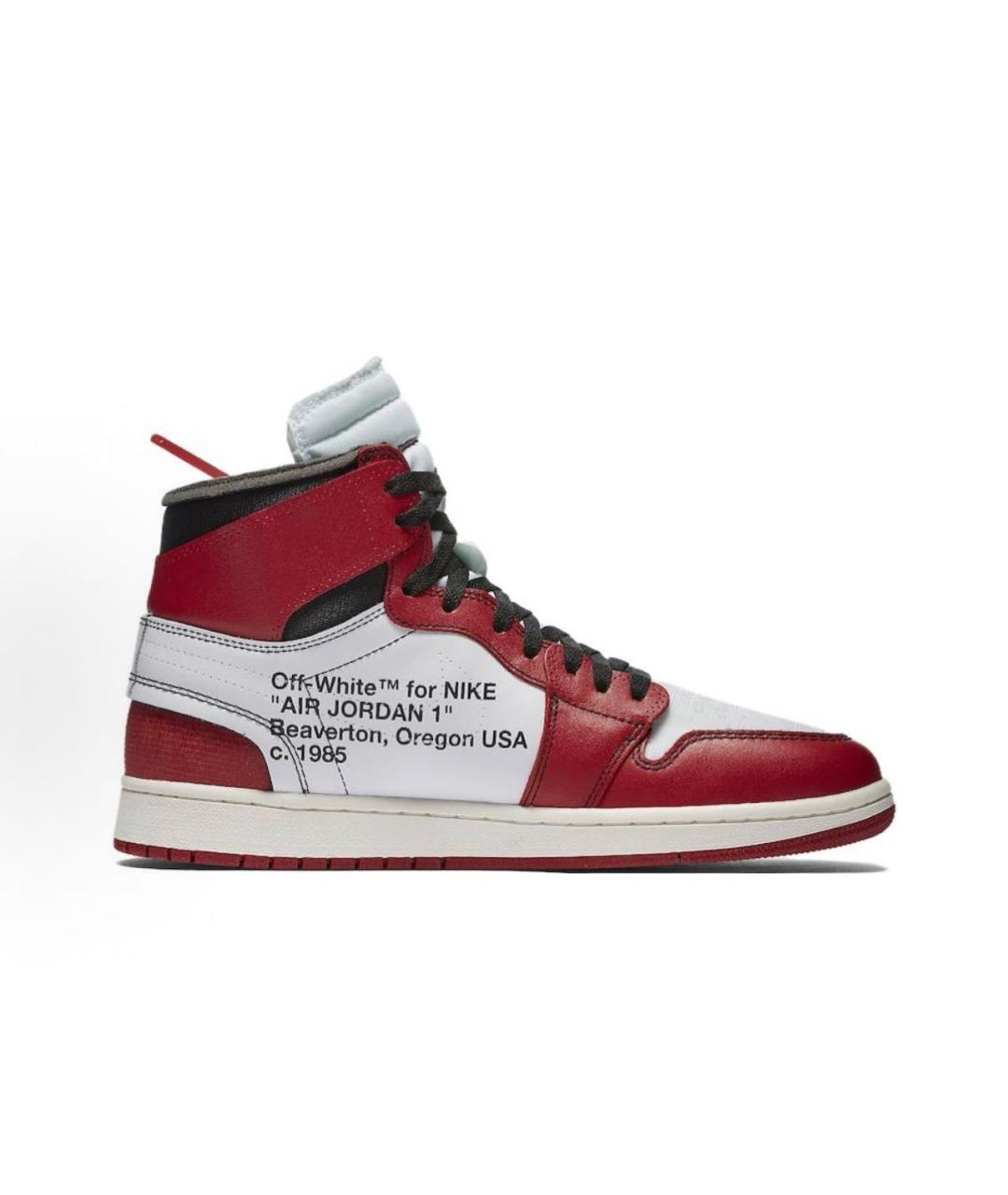 NIKE X OFF-WHITE Красные кожаные высокие кроссовки / кеды, фото 2