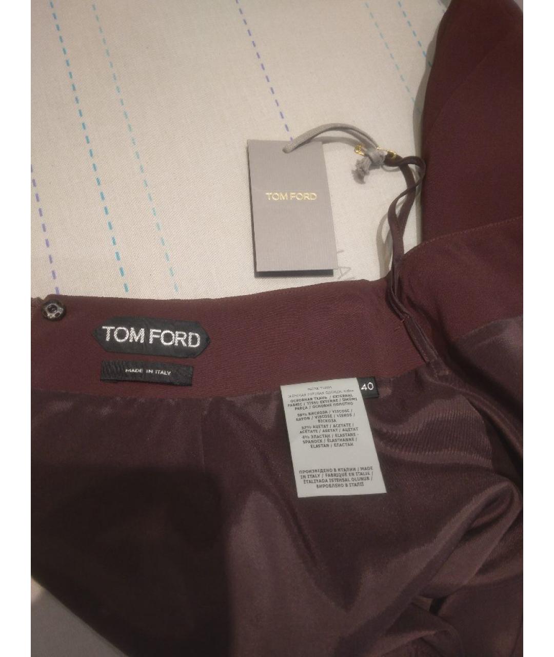 TOM FORD Бордовая вискозная юбка миди, фото 7