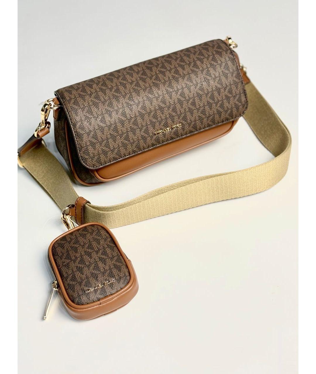 MICHAEL KORS Коричневая сумка через плечо из канвы, фото 8