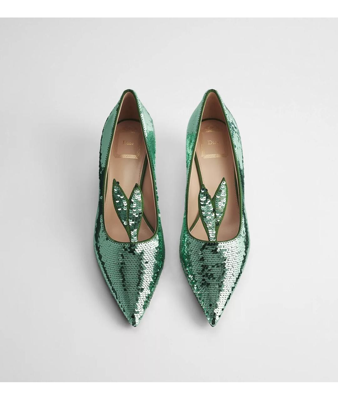 CHRISTIAN DIOR Зеленые лодочки на низком каблуке, фото 3