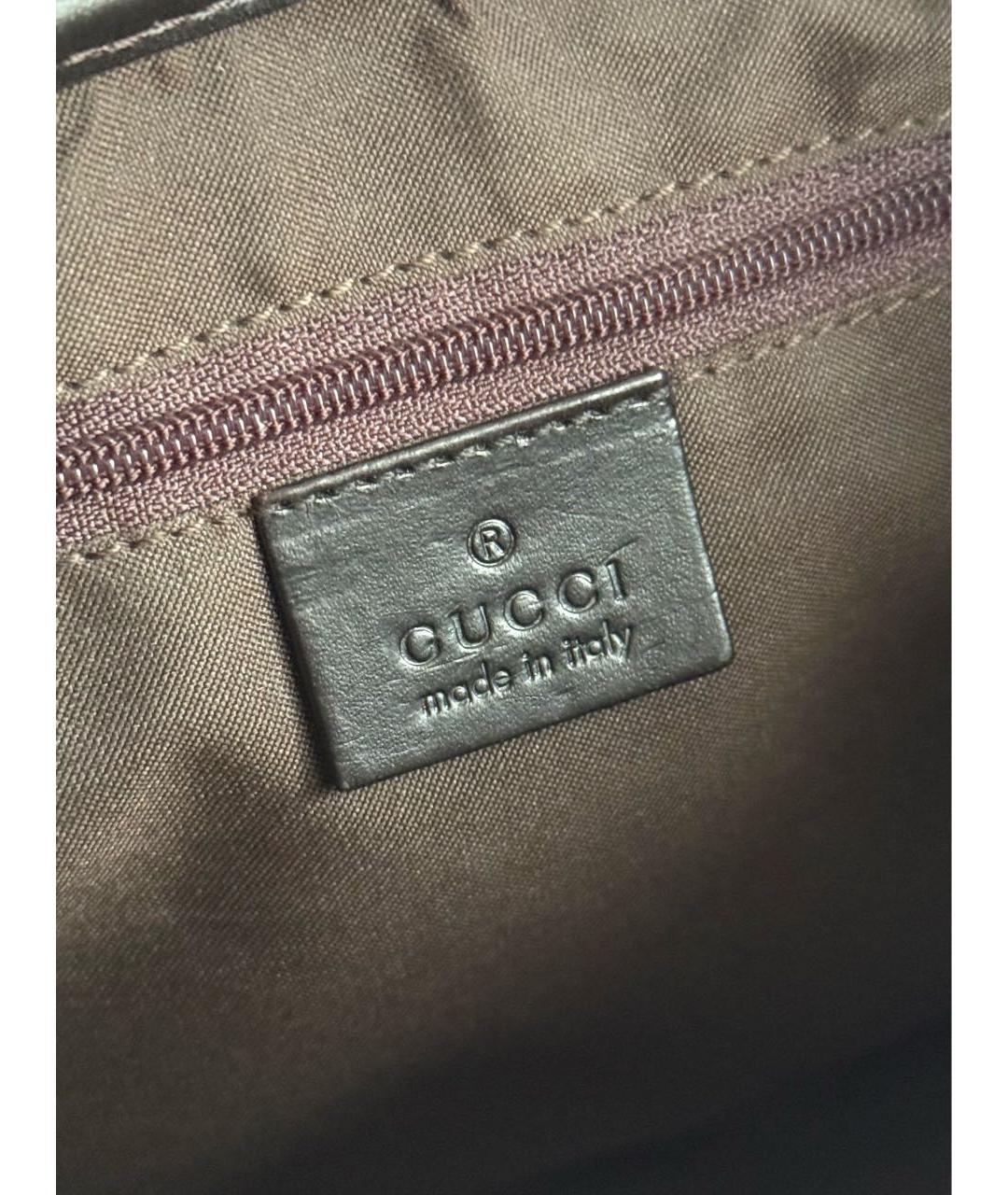 GUCCI Коричневая тканевая сумка с короткими ручками, фото 8