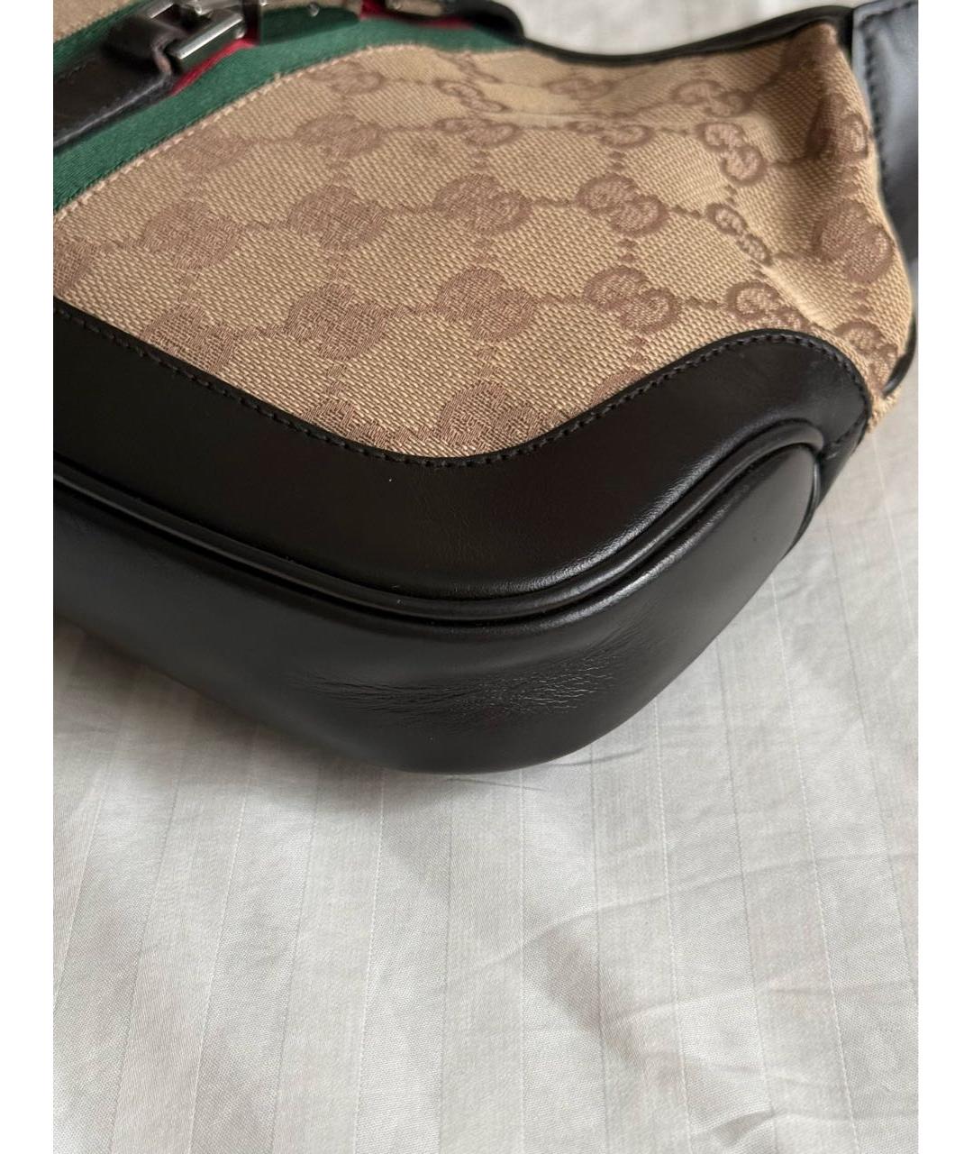 GUCCI Коричневая тканевая сумка с короткими ручками, фото 6