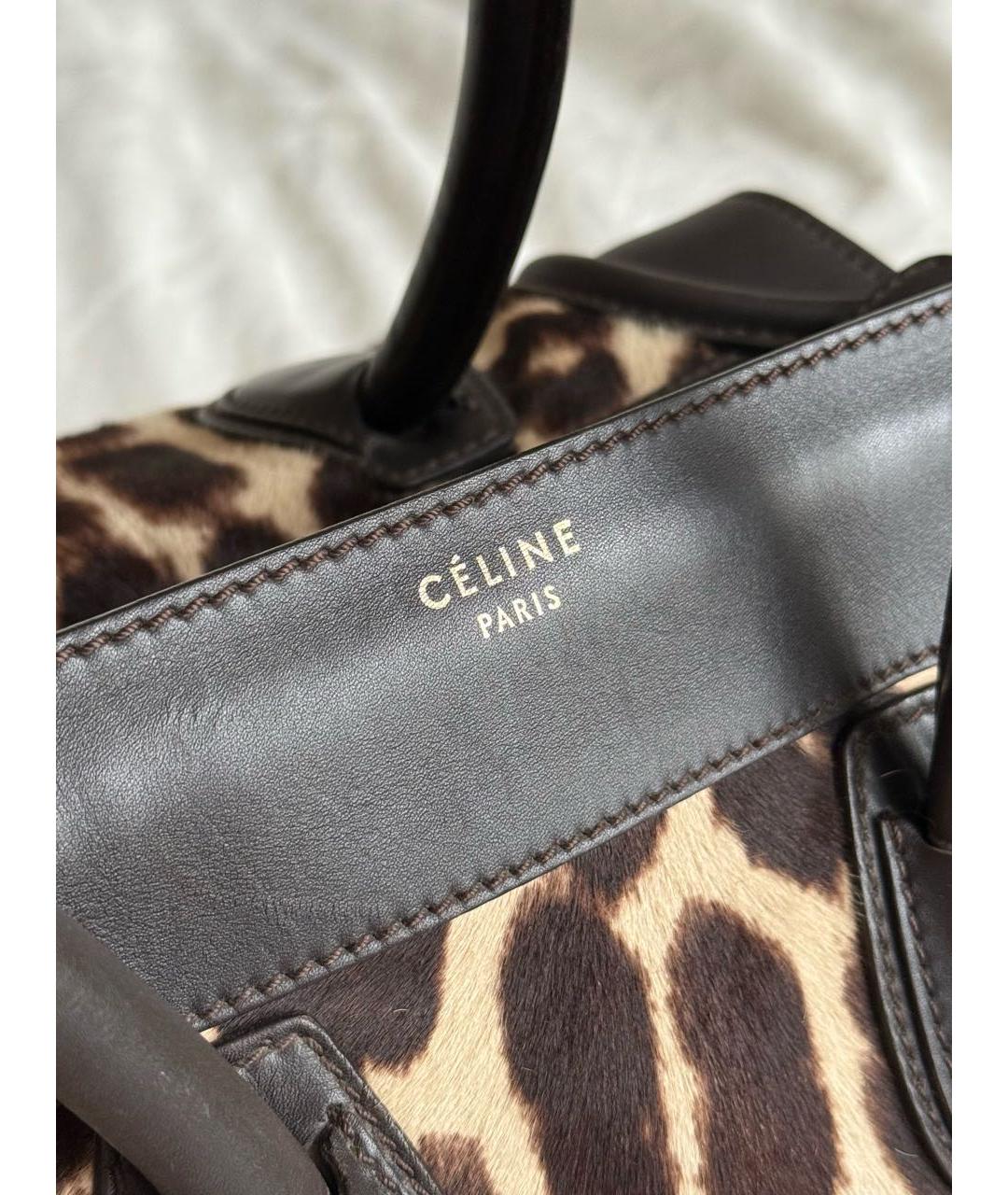 CELINE Коричневая кожаная сумка тоут, фото 4